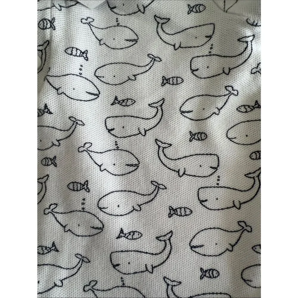 Janie and Jack Whale Print Baby Romper Nautical Collared One Piece 12–18 Months